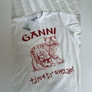 NEW White Tee with Red Cat Graphic